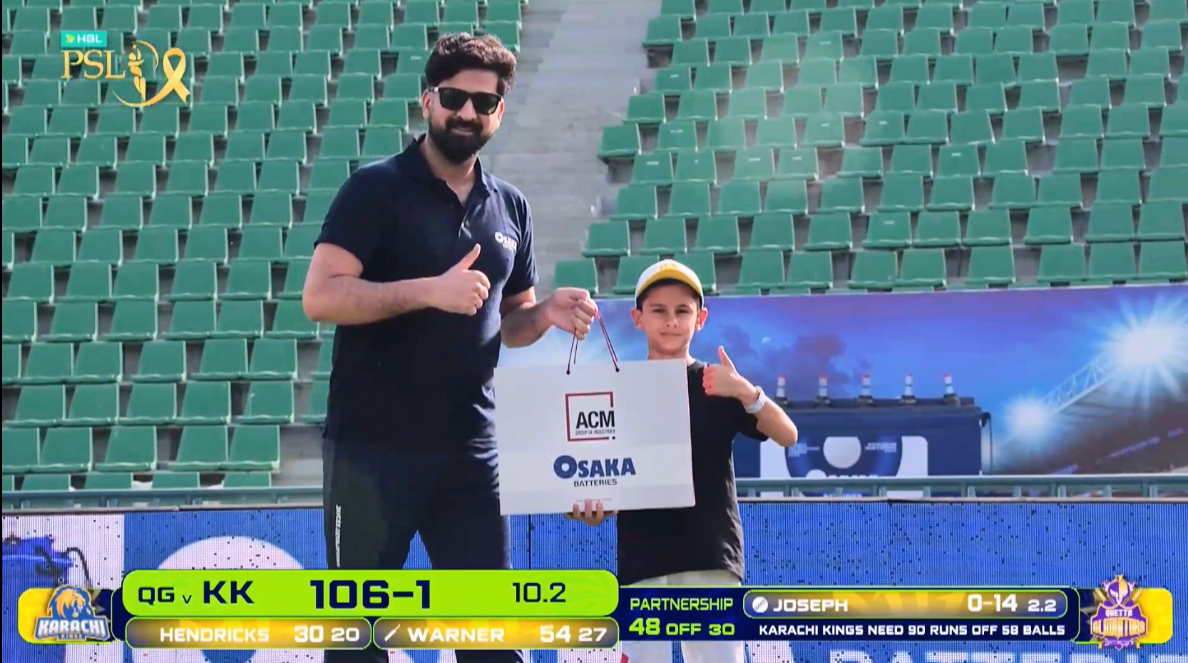 Osaka Power Run | HBL PSL Match 37 Action Powered by Osaka Batteries